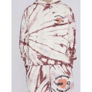 Talentless Screw Love Tie Dye Hoodie Organic Cotton Sweatshirt Large Brown White